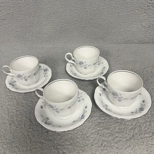 VTG Johann Haviland (4) Cups & Saucers Blue Garland Coffee Tea Bavaria Germany